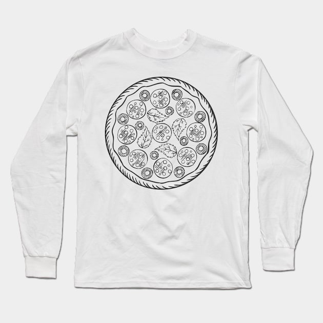 Fresh Italian Pizza Sketch Long Sleeve T-Shirt by InkyArt